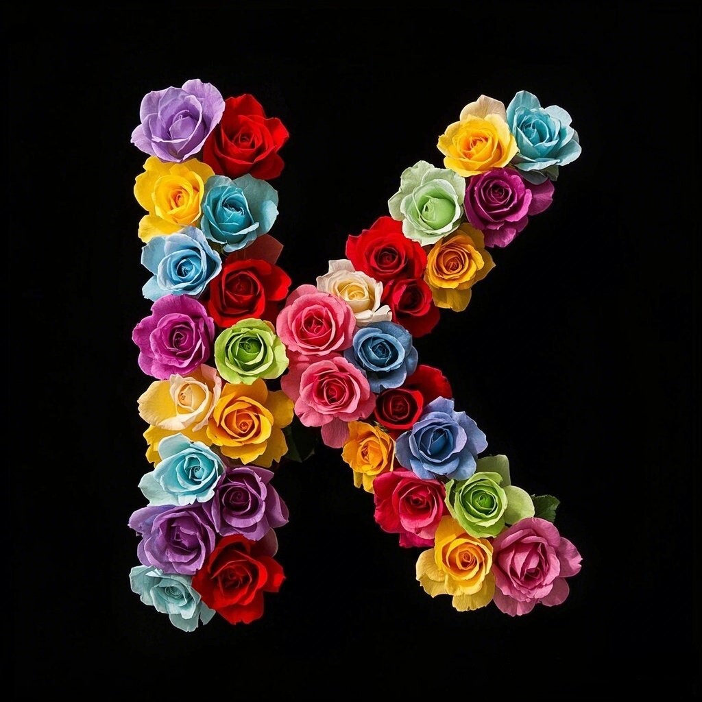 Colorful roses — letter K