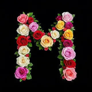 Colorful roses — letter M