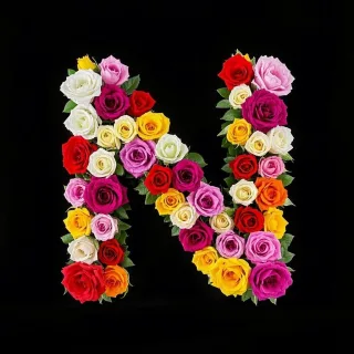Colorful roses — letter N