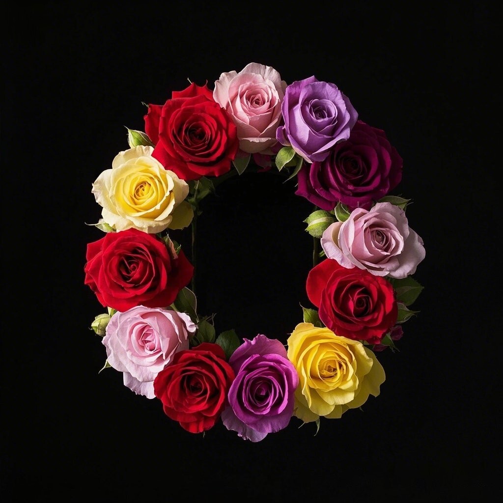 Colorful roses — letter O