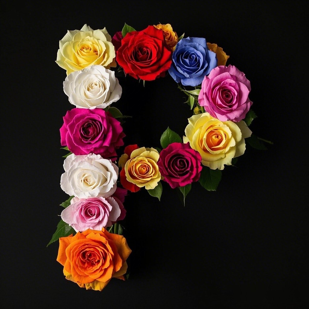 Colorful roses — letter P