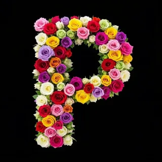 Colorful roses — letter P (variant 2)