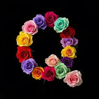 Colorful roses — letter Q