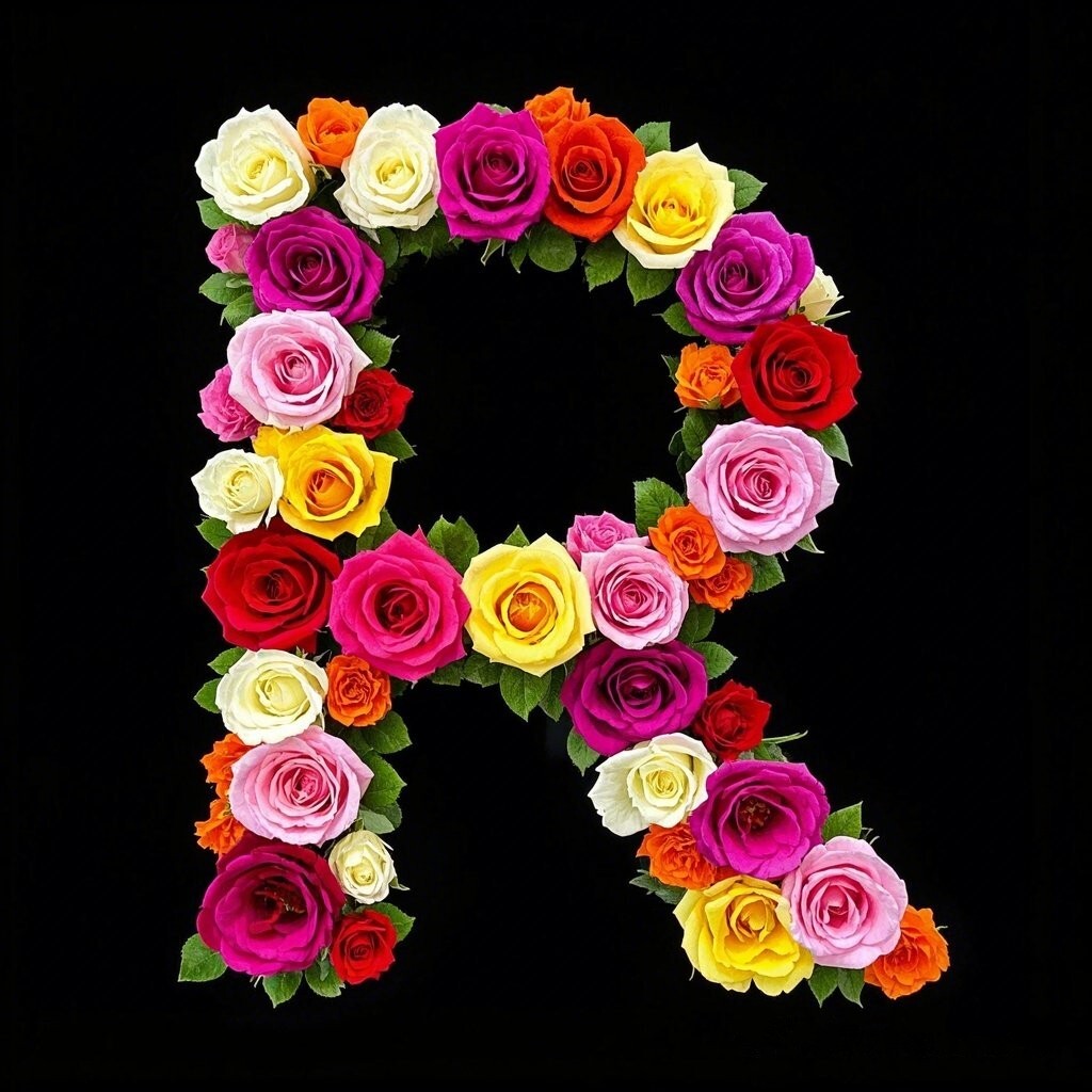 Colorful roses — letter R