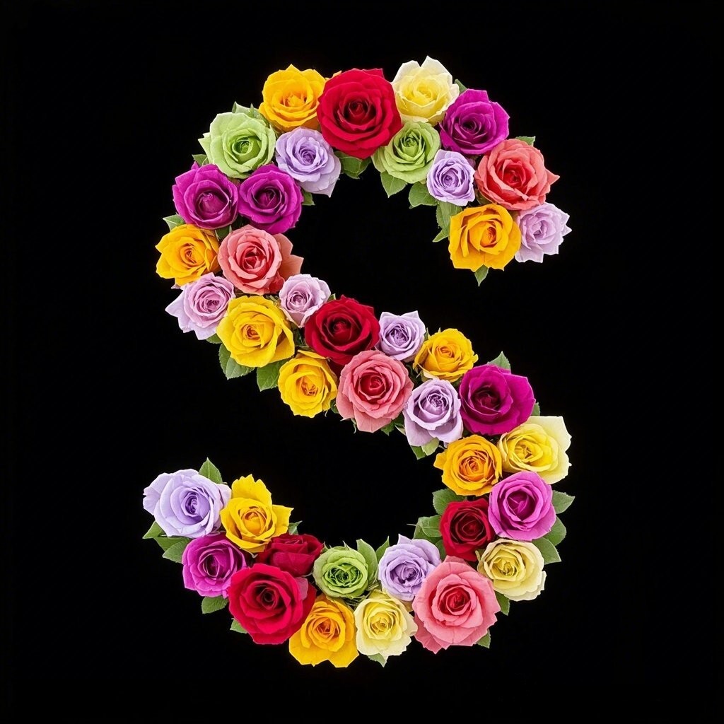Colorful roses — letter S