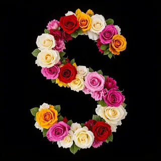 Colorful roses — letter S (variant 2)