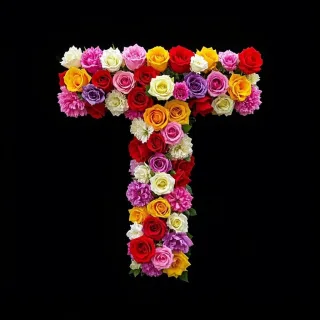 Colorful roses — letter T