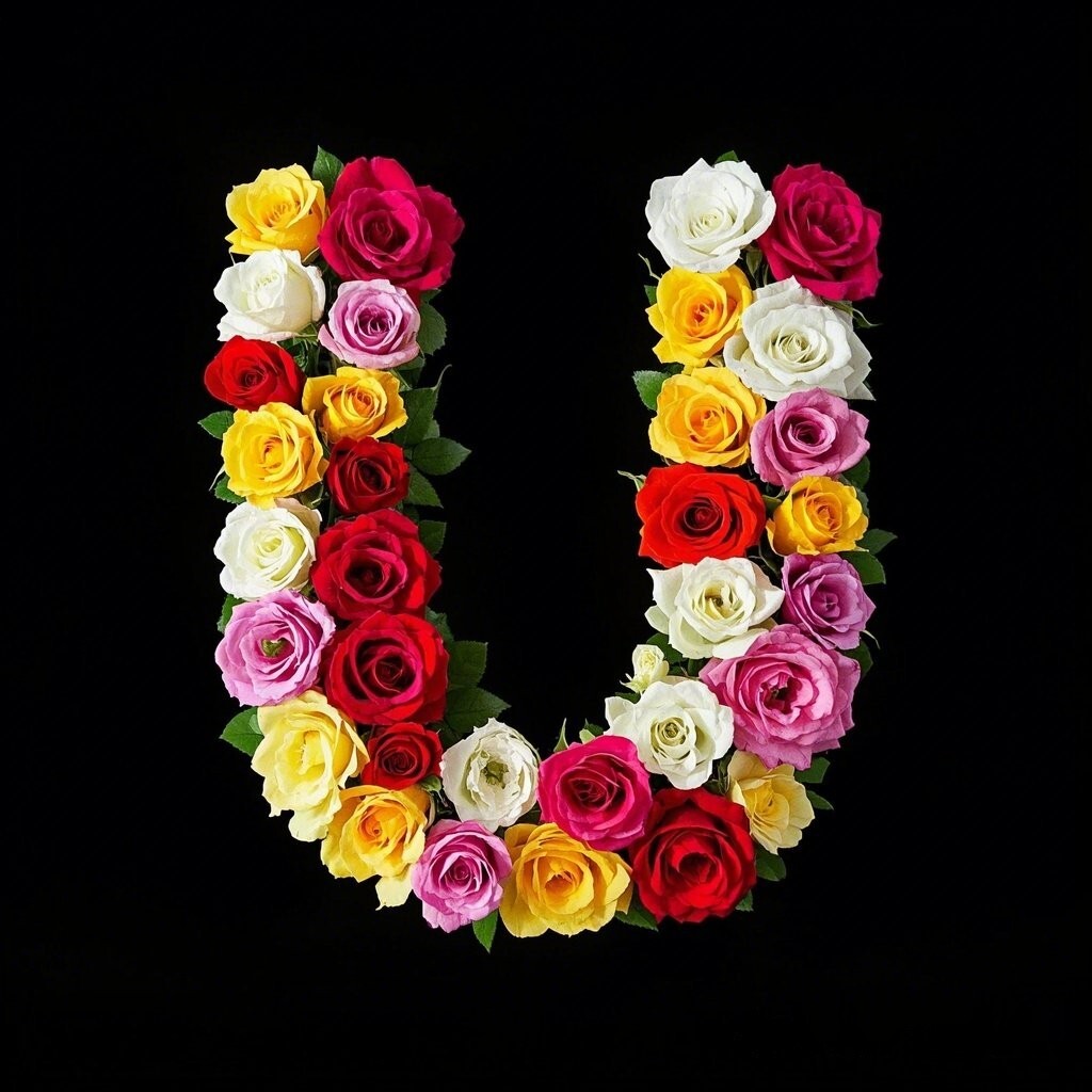 Colorful roses — letter U