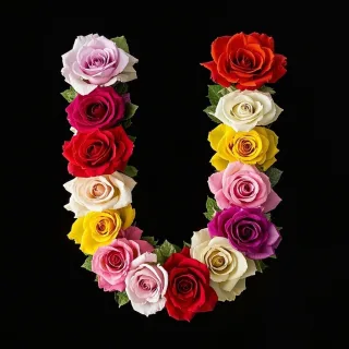Colorful roses — letter U (variant 2)