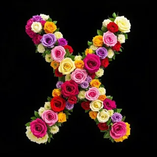 Colorful roses — letter X