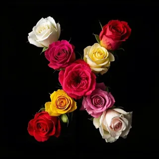 Colorful roses — letter X (variant 2)