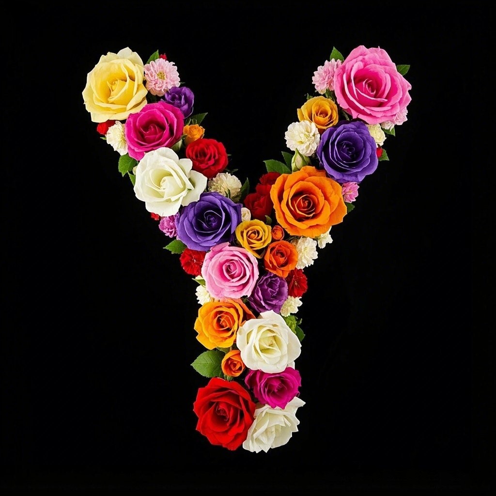 Colorful roses — letter Y
