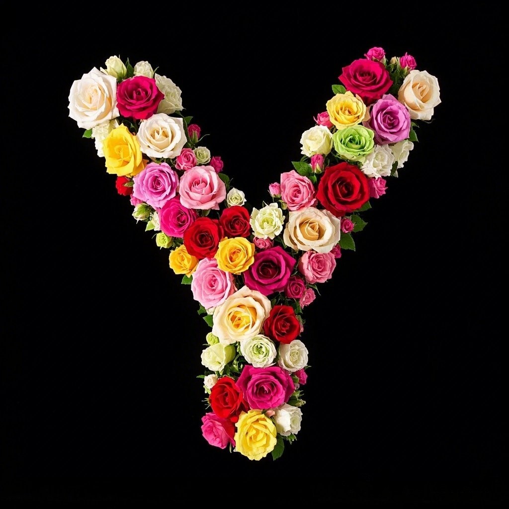 Colorful roses — letter Y (variant 2)
