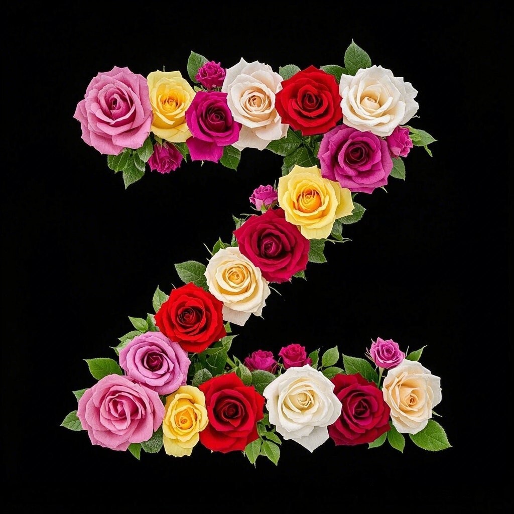 Colorful roses — letter Z (variant 2)