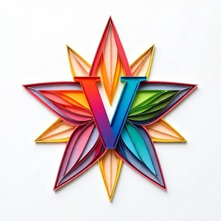 Colorful star — letter V