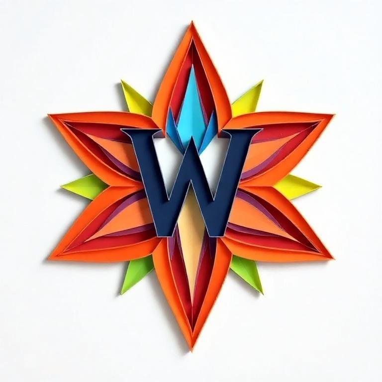 Colorful star — letter W
