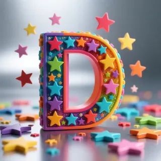 Colorful stars — letter D