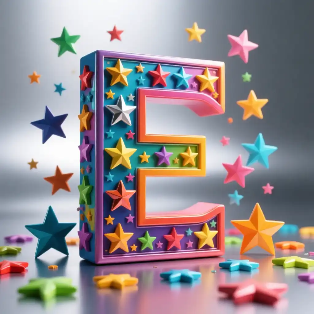 Colorful stars — letter E