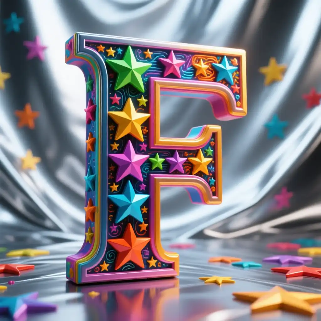 Colorful stars — letter F