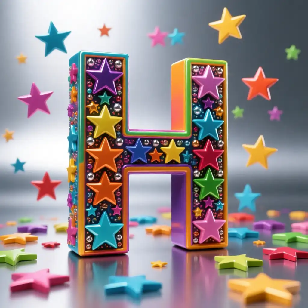 Colorful stars — letter H
