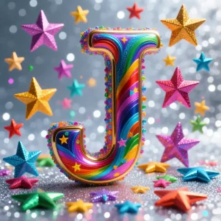 Colorful stars — letter J