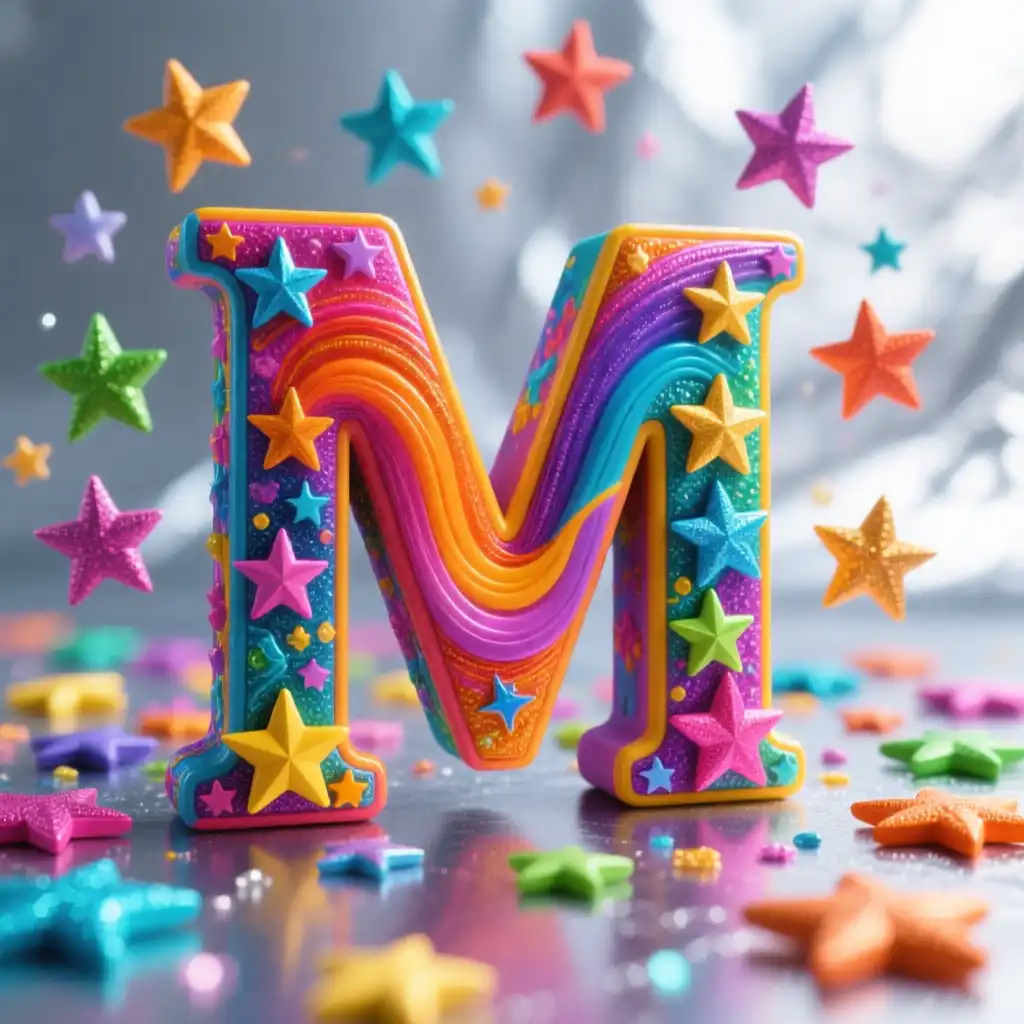 Colorful stars — letter M