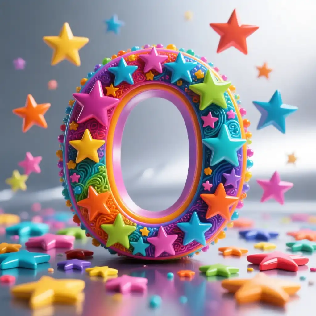 Colorful stars — letter O