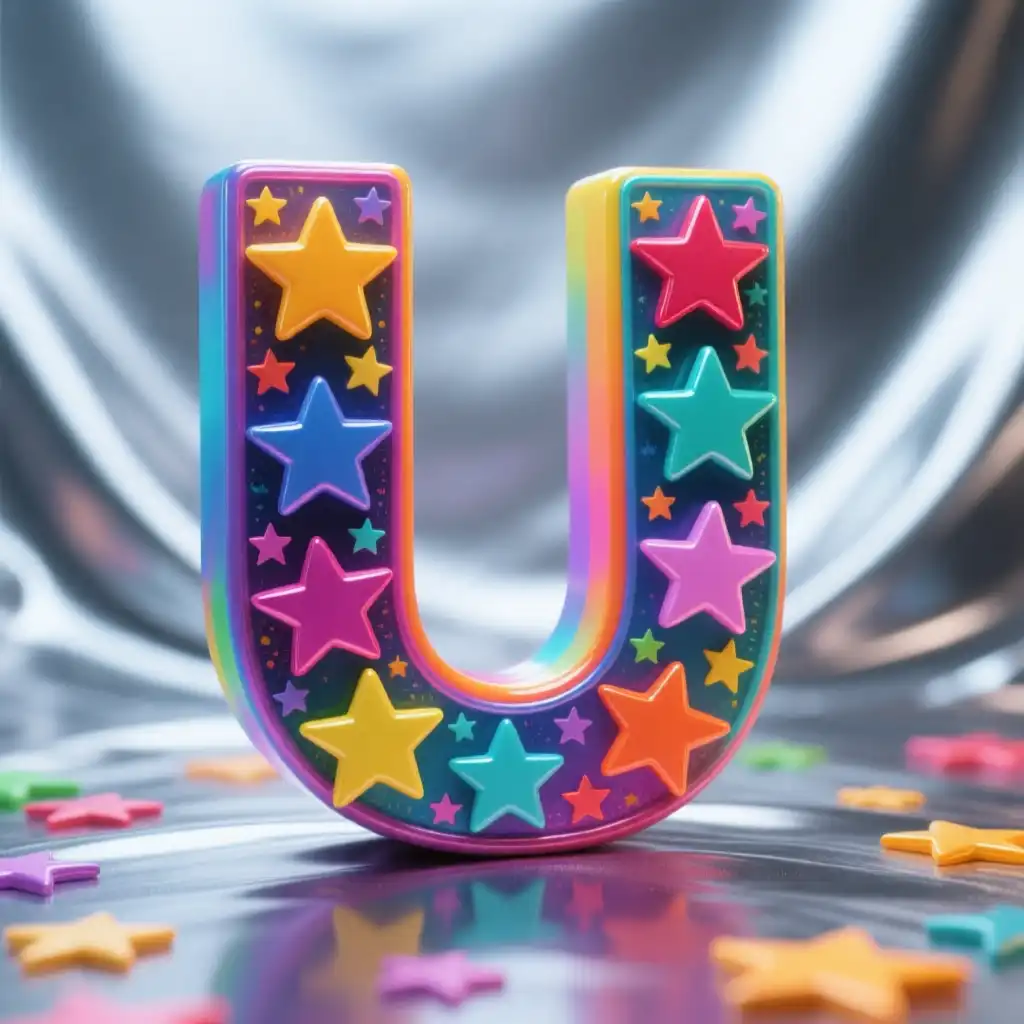 Colorful stars — letter U