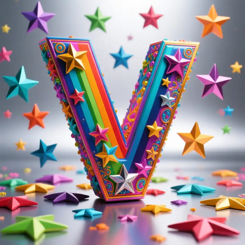 Colorful stars — letter V