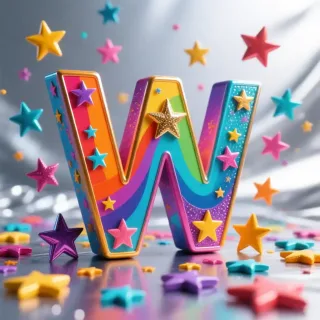 Colorful stars — letter W