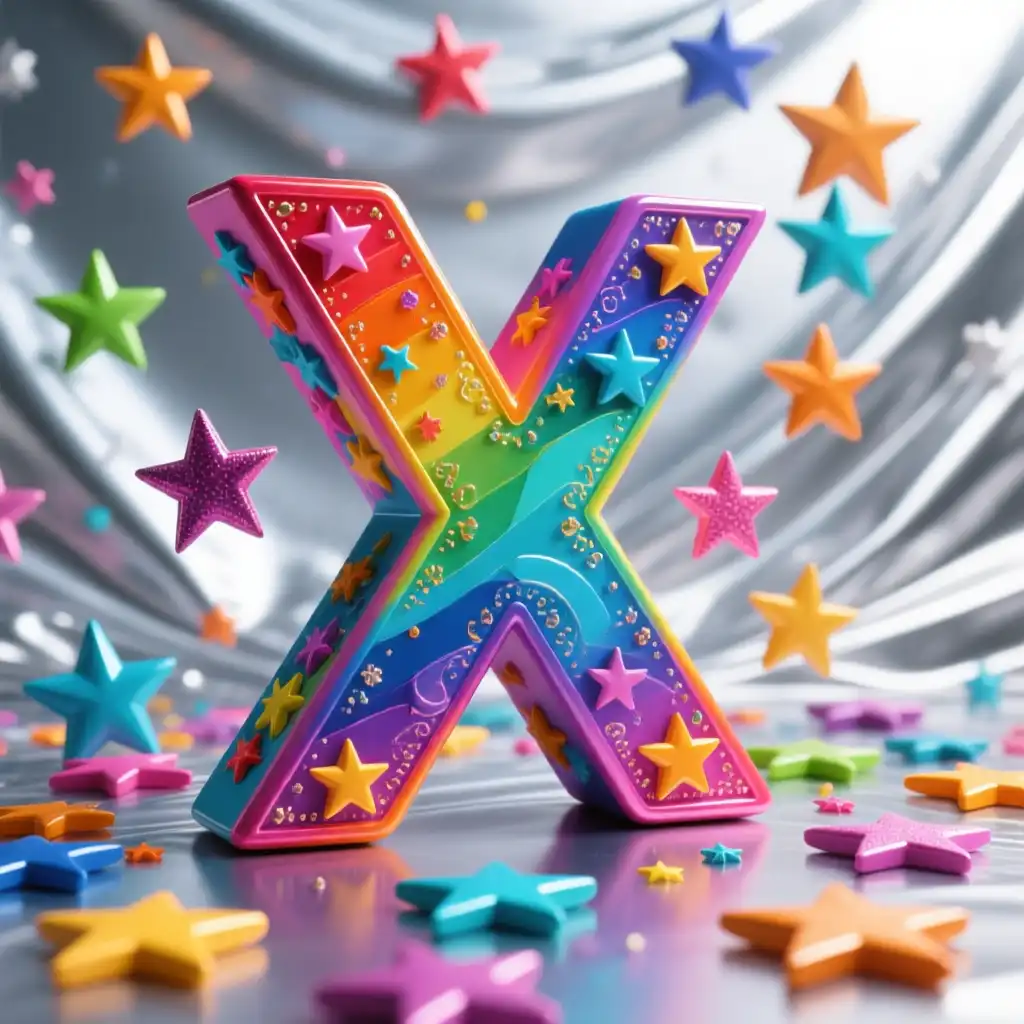 Colorful stars — letter X