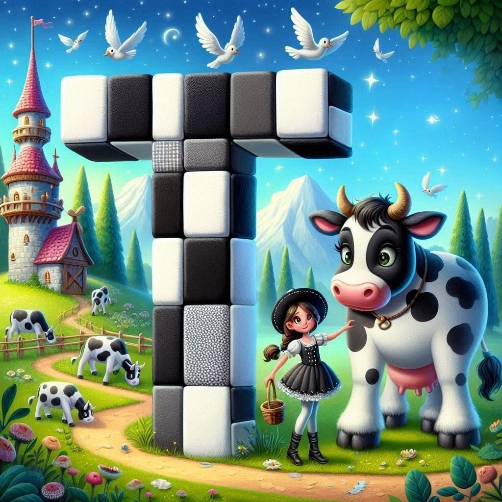 Cow — letter T