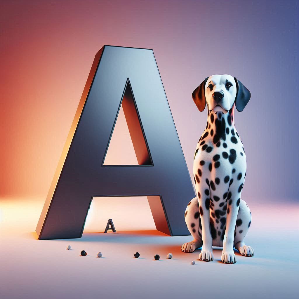 Dalmatian dog — letter A (variant 2)