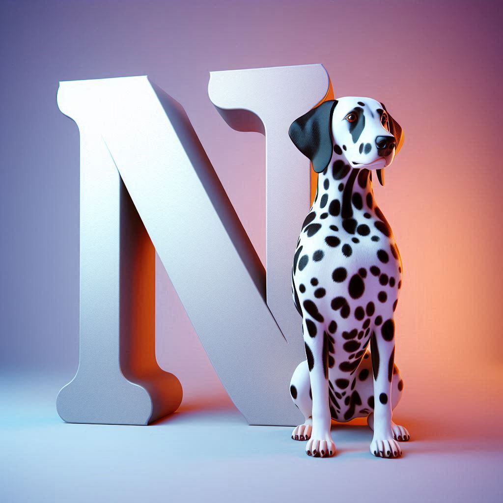 Dalmatian dog — letter N (variant 2)