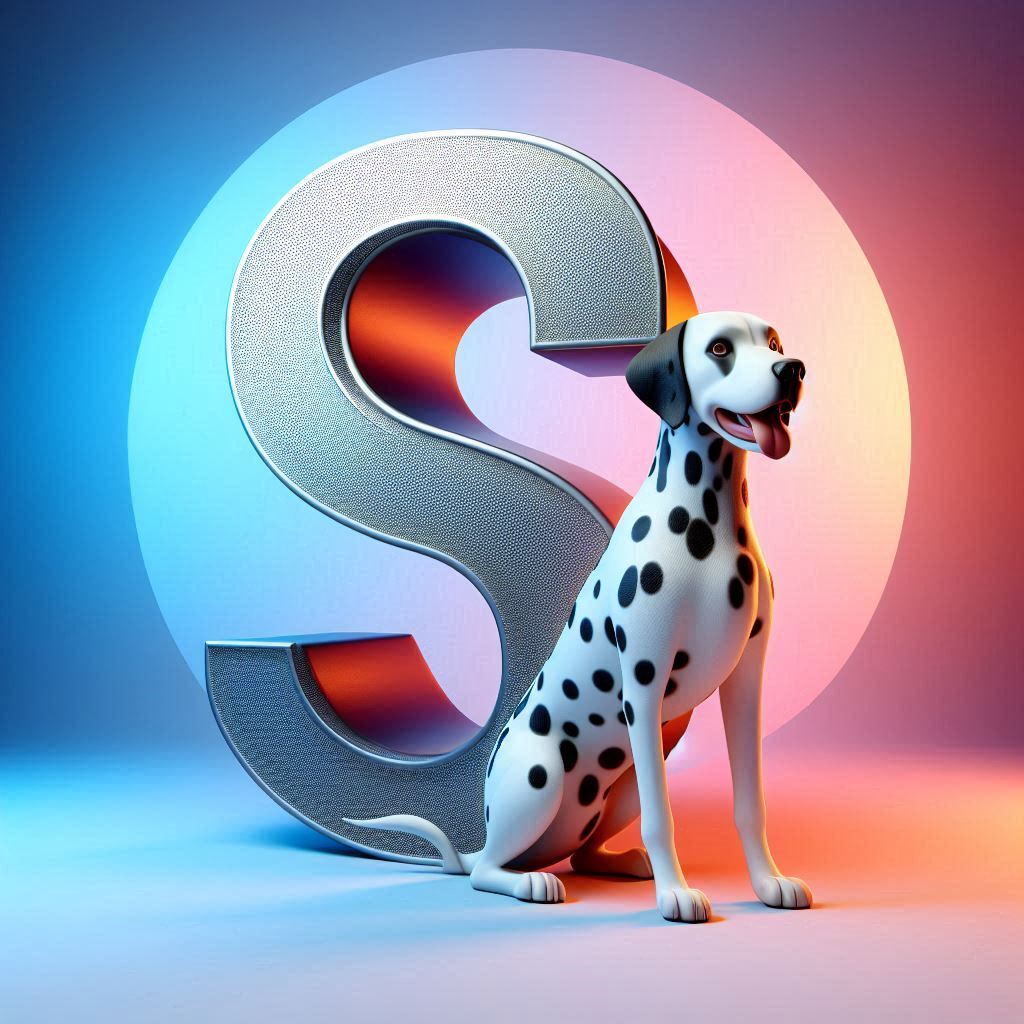 Dalmatian dog — letter S (variant 2)