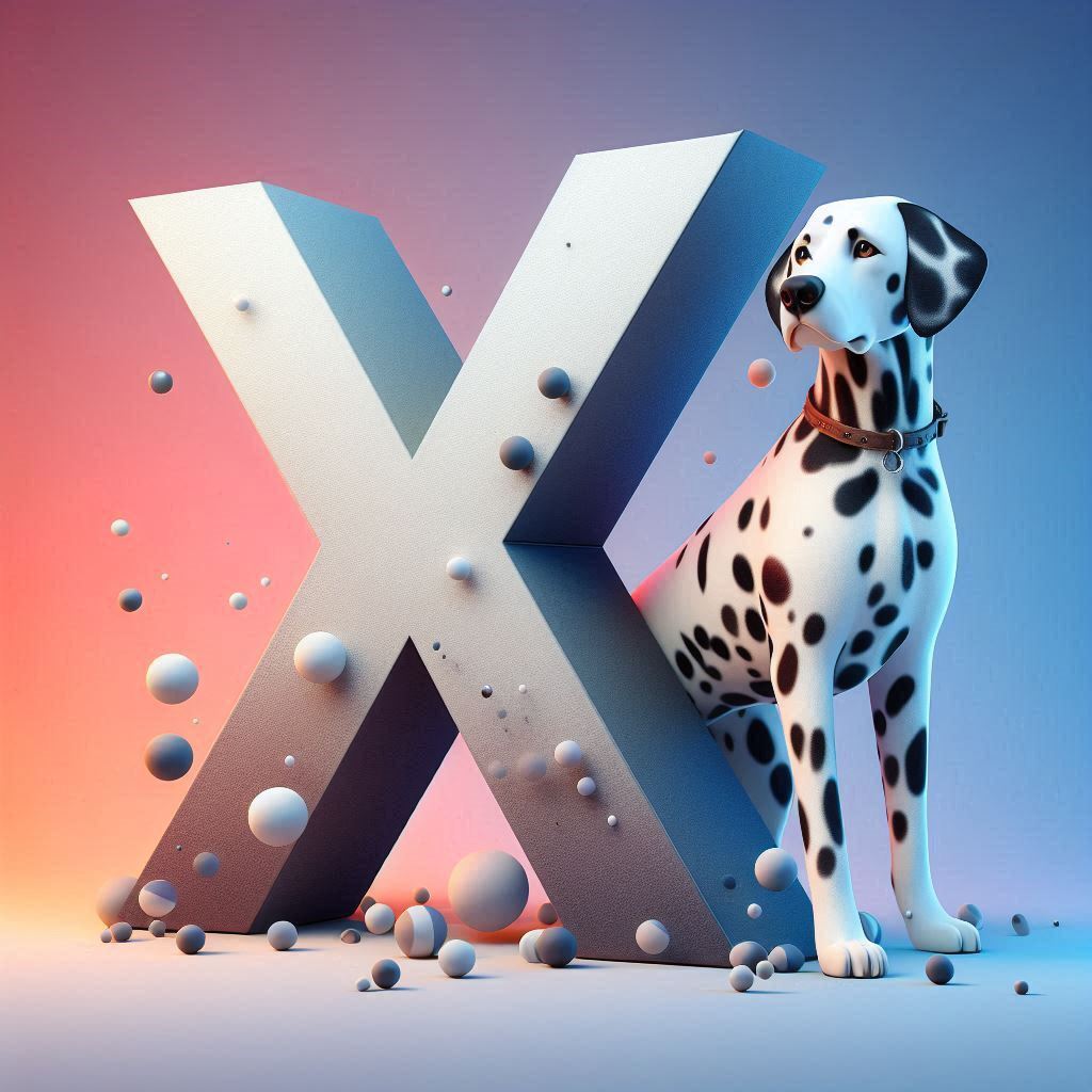 Dalmatian dog — letter X (variant 2)