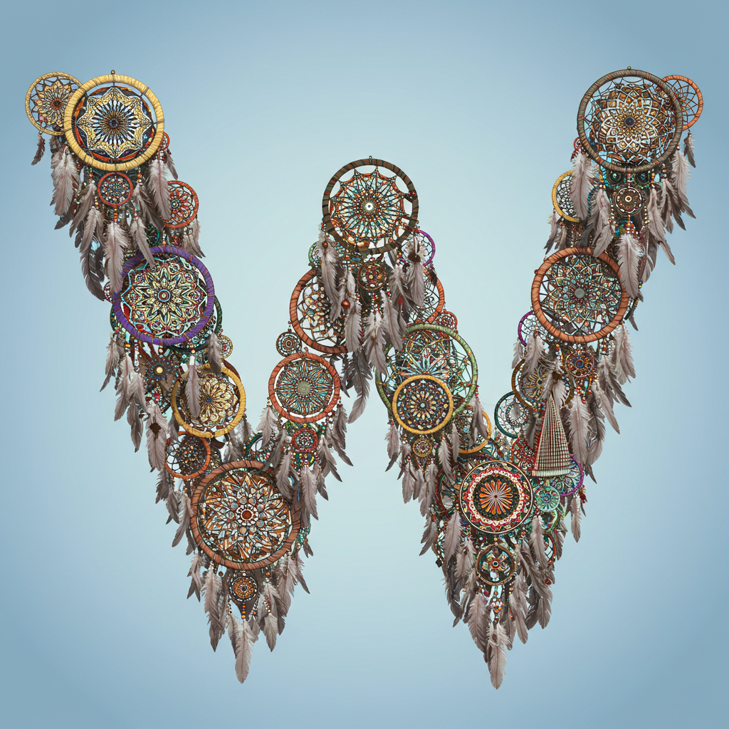Dream catcher 2 — letter W (variant 2)
