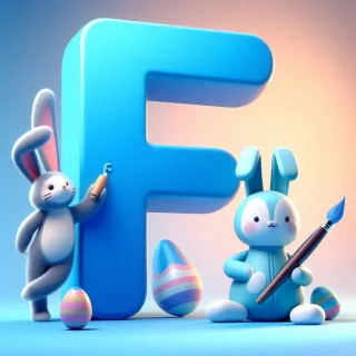 Easter bunny — letter F (variant 2)