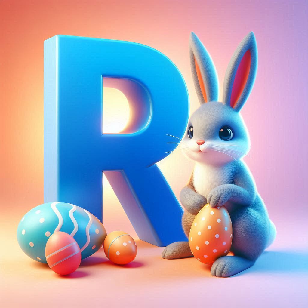 Easter bunny — letter R (variant 2)