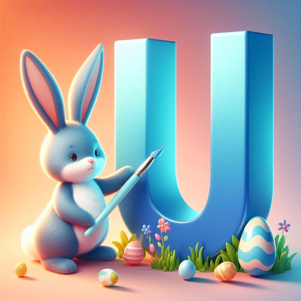 Easter bunny — letter U (variant 2)