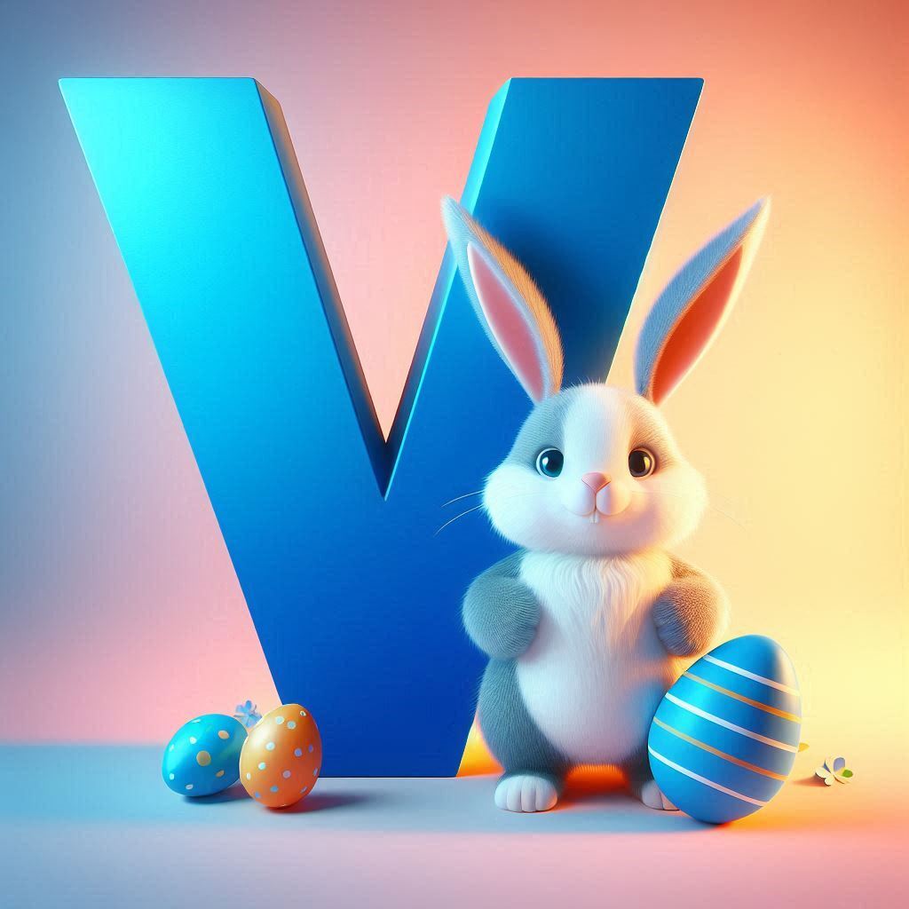 Easter bunny — letter V