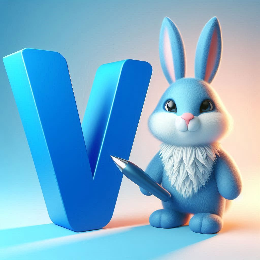Easter bunny — letter V (variant 2)