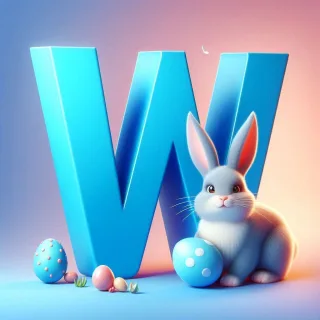 Easter bunny — letter W (variant 2)