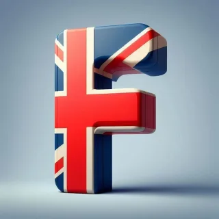 English flag — letter F