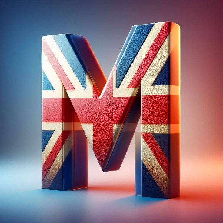 English flag — letter M