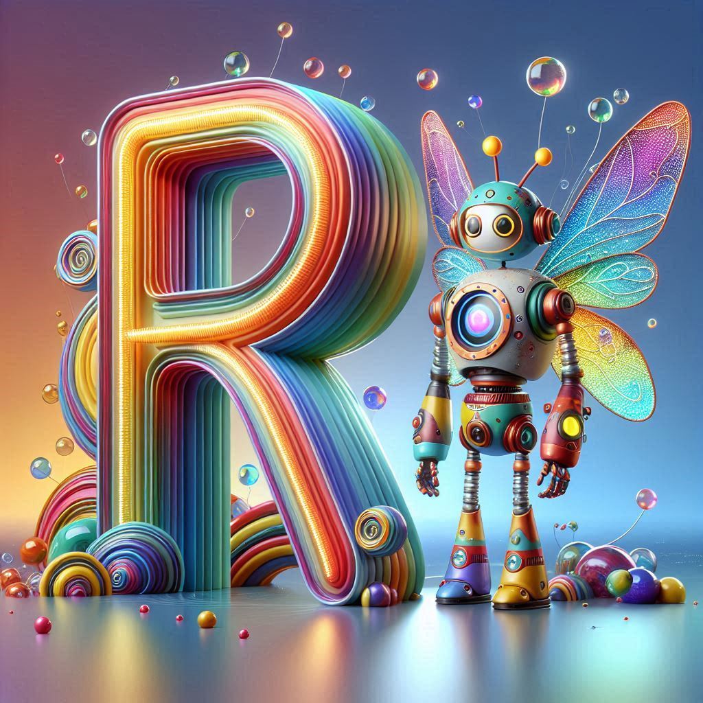 Fairy robot 3 — letter R (variant 2)
