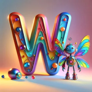Fairy robot 3 — letter W (variant 2)