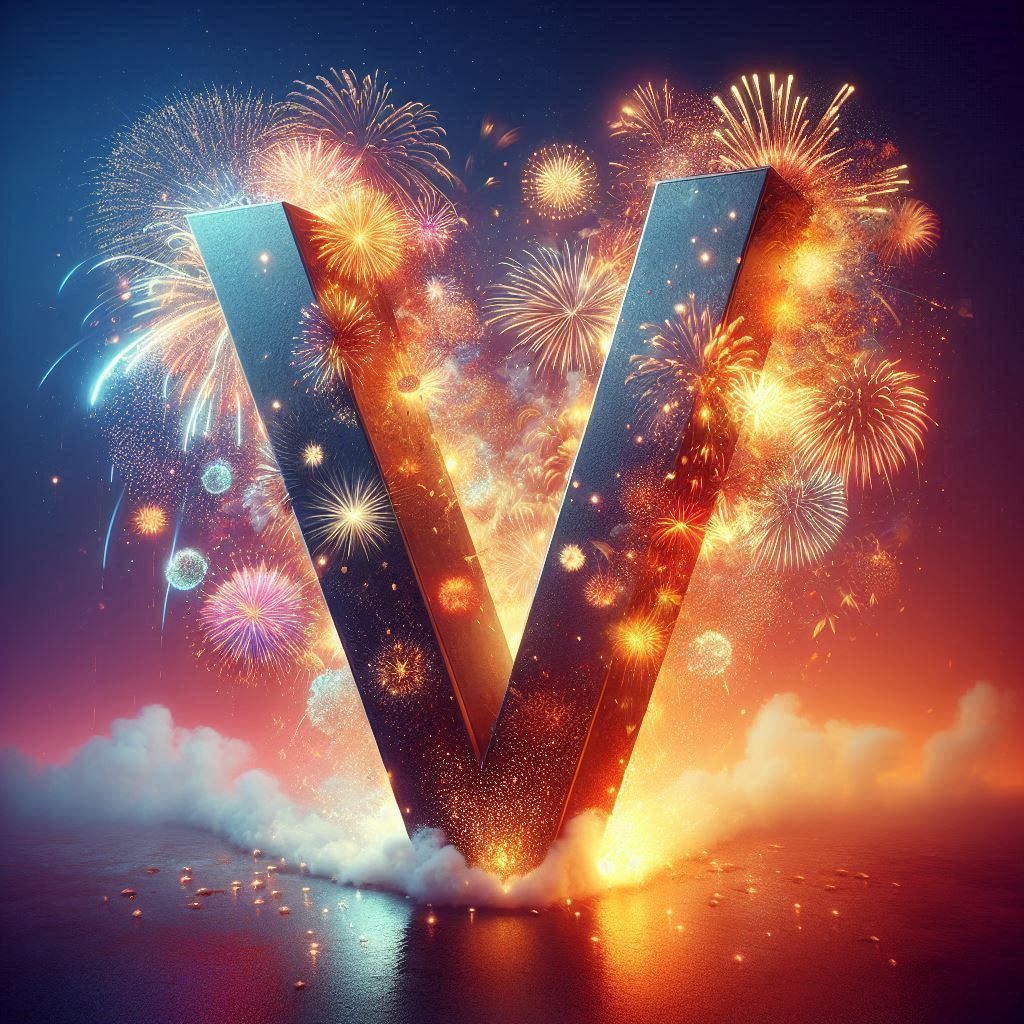 Fireworks 2 — letter V (variant 2)