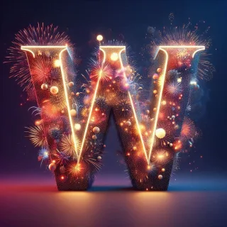 Fireworks 2 — letter W (variant 2)