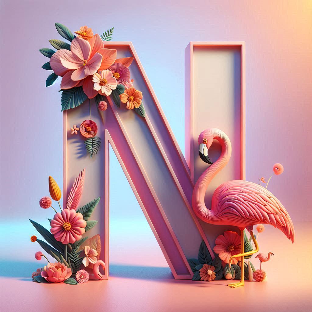 Flamingo — letter N (variant 2)